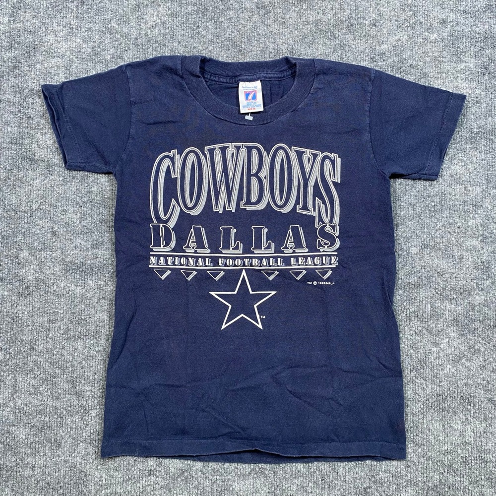 Kids Dallas Cowboys NFL 1992 T Shirt Size M 10-12 Navy‎ Blue Logo Athletic